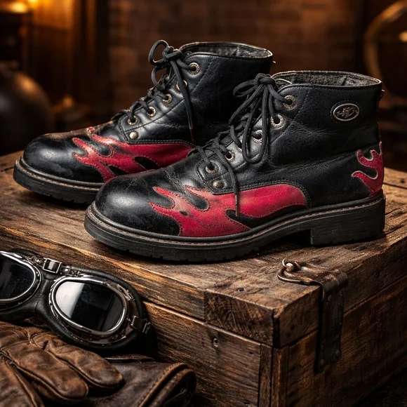 Harley-Davidson Black and Red Flame Boots - Picture 5 of 9